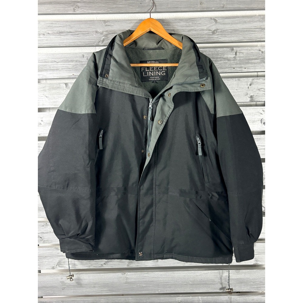 Maxam Mountain Mens Fleece Lined Duck Down Feathers Jacket Black Grey M/L